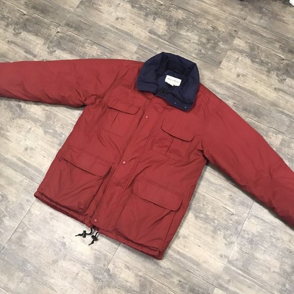 Vintage Eddie Bauer Jacket Men Size Medium Red Goose Down Ridge Line‎ Parka/Coat - Picture 3 of 11
